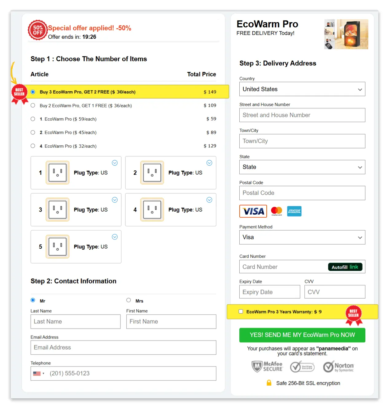 ecowarm secure checkout page